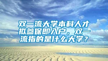 双一流大学本科人才拟参保即入户，双一流指的是什么大学？