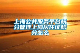 上海公共服务平台积分管理上海居住证积分怎么