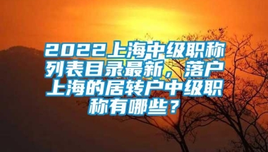 2022上海中级职称列表目录最新，落户上海的居转户中级职称有哪些？