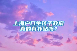 上海户口生孩子政府真的有补贴吗？