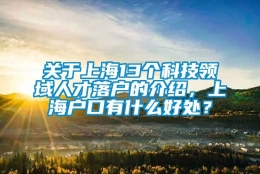 关于上海13个科技领域人才落户的介绍，上海户口有什么好处？