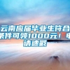 云南应届毕业生符合条件可领1000元！申请速戳→