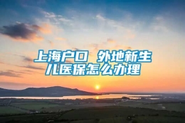 上海户口 外地新生儿医保怎么办理