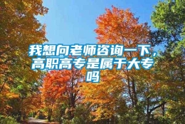 我想向老师咨询一下，高职高专是属于大专吗