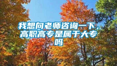 我想向老师咨询一下，高职高专是属于大专吗