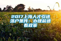 2017上海人才引进落户条件：办理前速看政策