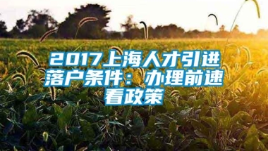 2017上海人才引进落户条件：办理前速看政策