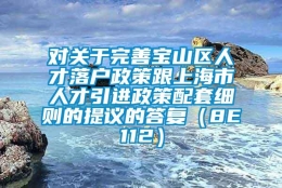 对关于完善宝山区人才落户政策跟上海市人才引进政策配套细则的提议的答复（8E112）