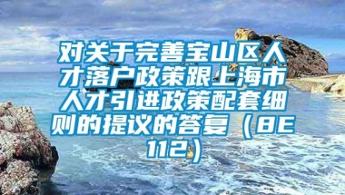 对关于完善宝山区人才落户政策跟上海市人才引进政策配套细则的提议的答复（8E112）