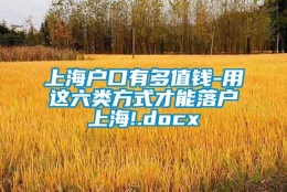 上海户口有多值钱-用这六类方式才能落户上海!.docx