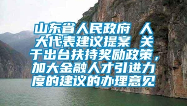 山东省人民政府 人大代表建议提案 关于出台扶持奖励政策，加大金融人才引进力度的建议的办理意见