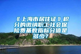 《上海市居住证》积分的缴纳职工社会保险费基数指标分值是多少？