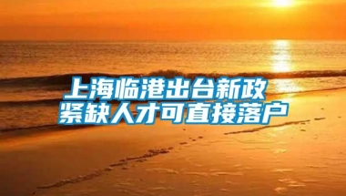 上海临港出台新政 紧缺人才可直接落户