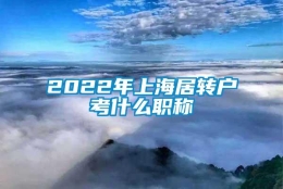 2022年上海居转户考什么职称