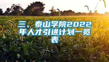 三、泰山学院2022年人才引进计划一览表