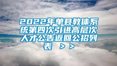 2022年单县教体系统第四次引进高层次人才公告返回公招列表 ＞＞