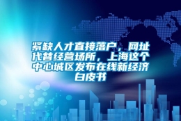 紧缺人才直接落户，网址代替经营场所，上海这个中心城区发布在线新经济白皮书