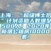 上海：“超级博士后”计划资助人数增至500人！2020年新增公租房10000套！