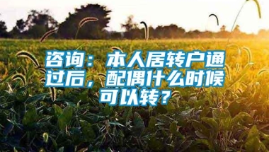 咨询：本人居转户通过后，配偶什么时候可以转？