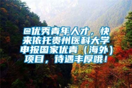 @优秀青年人才，快来依托贵州医科大学申报国家优青（海外）项目，待遇丰厚哦！