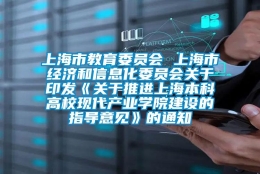 上海市教育委员会 上海市经济和信息化委员会关于印发《关于推进上海本科高校现代产业学院建设的指导意见》的通知