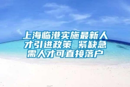 上海临港实施最新人才引进政策 紧缺急需人才可直接落户