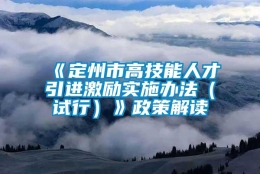 《定州市高技能人才引进激励实施办法（试行）》政策解读