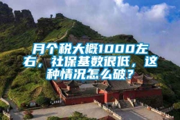 月个税大概1000左右，社保基数很低，这种情况怎么破？