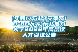 (年薪17万起+安家费10-80万等)东北电力大学2022年高层次人才引进公告