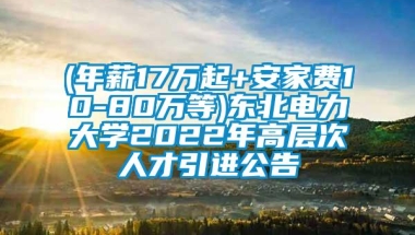 (年薪17万起+安家费10-80万等)东北电力大学2022年高层次人才引进公告