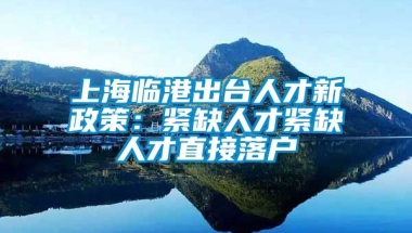 上海临港出台人才新政策：紧缺人才紧缺人才直接落户