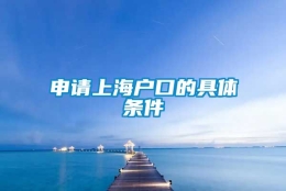 申请上海户口的具体条件