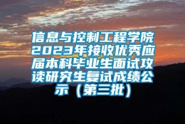 信息与控制工程学院2023年接收优秀应届本科毕业生面试攻读研究生复试成绩公示（第三批）