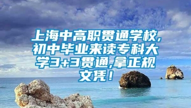 上海中高职贯通学校,初中毕业来读专科大学3+3贯通,拿正规文凭！