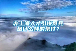 办上海人才引进得具备什么样的条件？