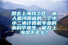 想去上海找工作，本人是河南省的一个小小二本计算机专业的本科毕业生，能在上海混下去么？