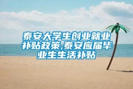 泰安大学生创业就业补贴政策,泰安应届毕业生生活补贴