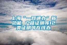 上海“一网通办”新功能 户籍证明等12类证明可在线办