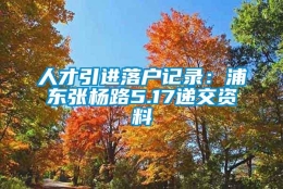 人才引进落户记录：浦东张杨路5.17递交资料