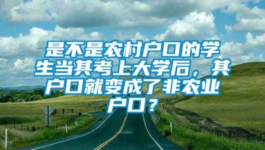 是不是农村户口的学生当其考上大学后，其户口就变成了非农业户口？