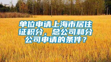 单位申请上海市居住证积分，总公司和分公司申请的条件？