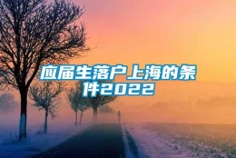 应届生落户上海的条件2022