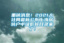 重磅消息！2021人社局最新公布上海居转户中级职称目录来了！