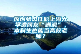 原创张杰任职上海大学遭网友“嘲讽”，本科生也能当高校老师？