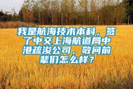 我是航海技术本科，签了中交上海航道局中港疏浚公司，敬问前辈们怎么样？