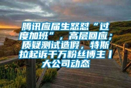 腾讯应届生怒怼“过度加班”，高层回应；质疑测试造假，特斯拉起诉千万粉丝博主丨大公司动态