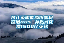 预计英国能源价格将猛增80% 补贴或花费1500亿英镑