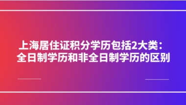 上海居住证积分学历包括2大类：全日制学历和非全日制学历的区别