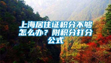 上海居住证积分不够怎么办？附积分打分公式