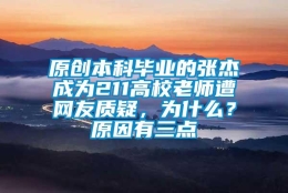 原创本科毕业的张杰成为211高校老师遭网友质疑，为什么？原因有三点